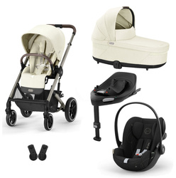 Cybex Balios S Lux Babytrage + Cloud G I-Size 0-13kg Autositz + G Base + Adapter Seashell Beige