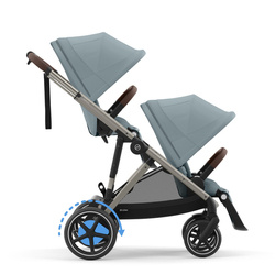 Cybex E-Gazelle S Assisted Twin Frame Kinderwagen Taupe Stormy Blue