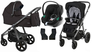 Espiro Husky Deep Sleeper Kinderwagen XL 2in1 210 Schwarz + Cybex Aton B2 i-Size Autositz 0-13kg + Adapter