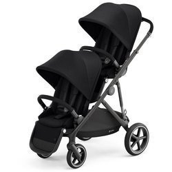 Cybex Gazelle S Zwillingskinderwagen Deep Black Gestell Schwarz