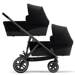 Cybex Gazelle S Zwillingskinderwagen Deep Black Gestell Schwarz