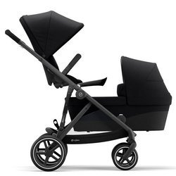 Cybex Gazelle S Twin Kinderwagen Jahr für Jahr Tiefschwarzer Rahmen Schwarz